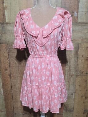 LC Lauren Conrad Pink Floral Ruffle Mini Dress NWOT